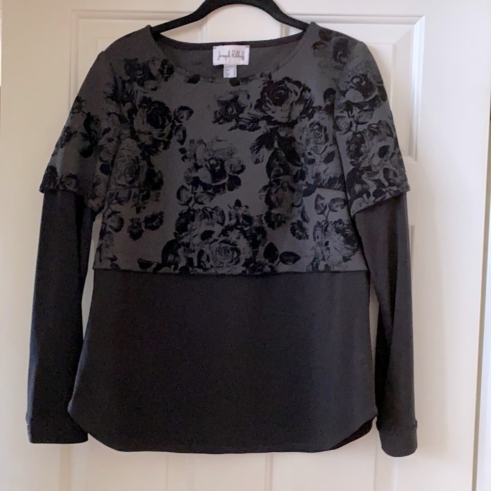 Floral flocked & stretch jersey mix